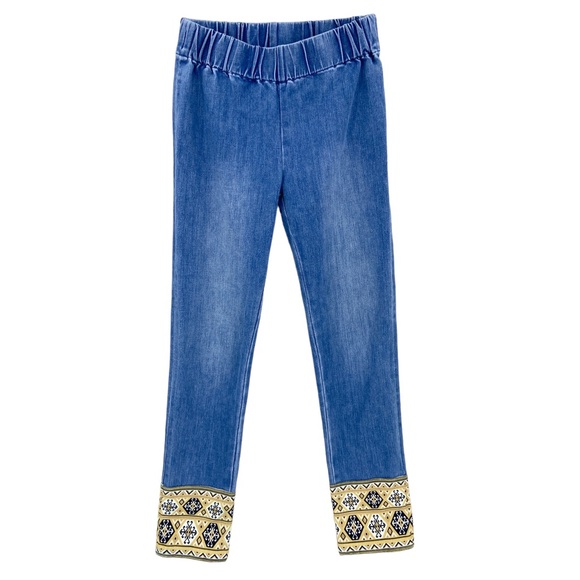 SOFT SURROUNDINGS Ankle Jeans Geometric Chambray, Pull On - Picture 1 of 8